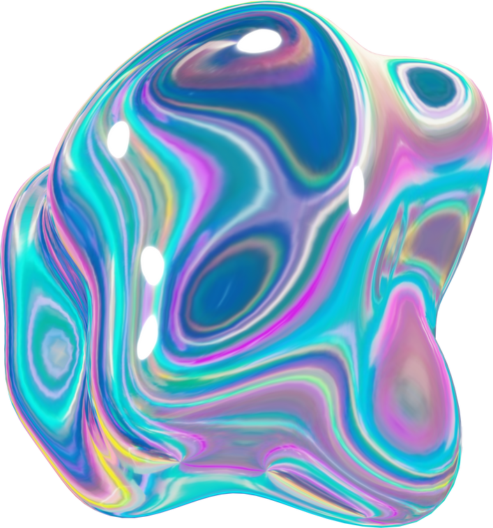 3D Holographic iridescent abstracte shapes